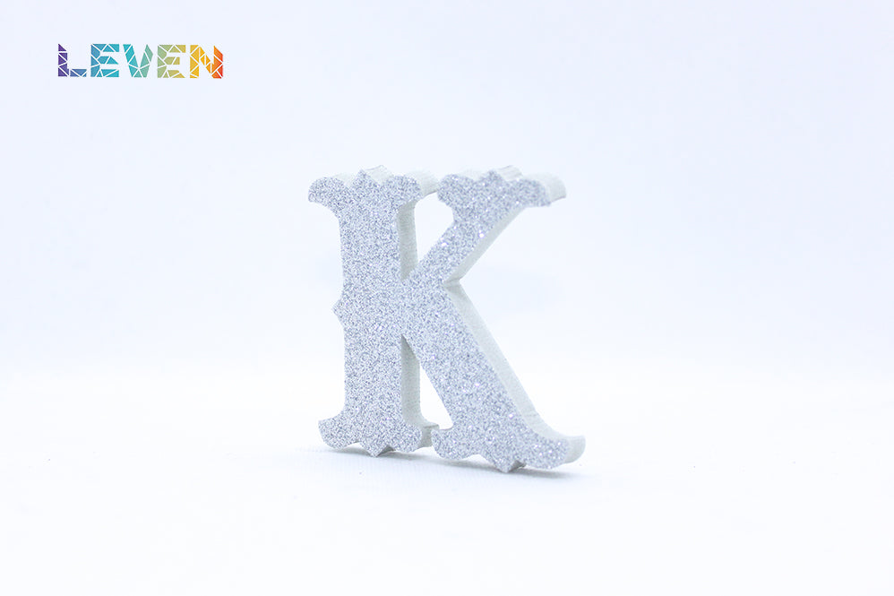 Letras decorativas 7cm Plata purpurina K