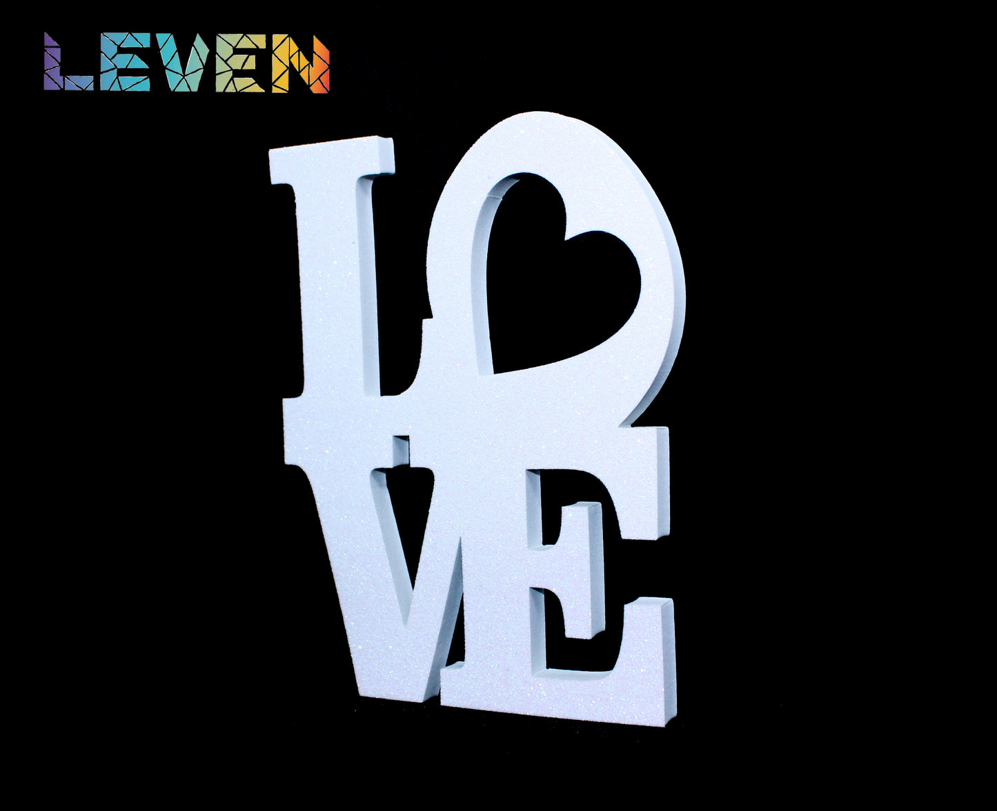 Letras decorativas 7.5cm Blanco purpurina Love