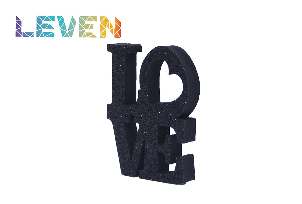 Letras decorativas 7.5cm Negro purpurina Love