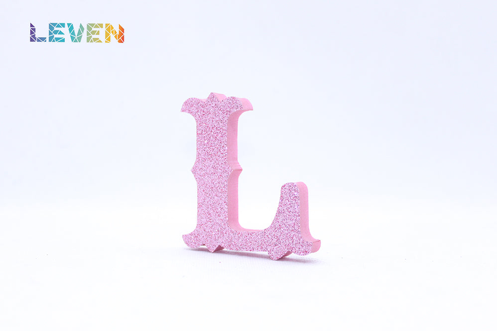 Letras decorativas 7cm Rosa purpurina L