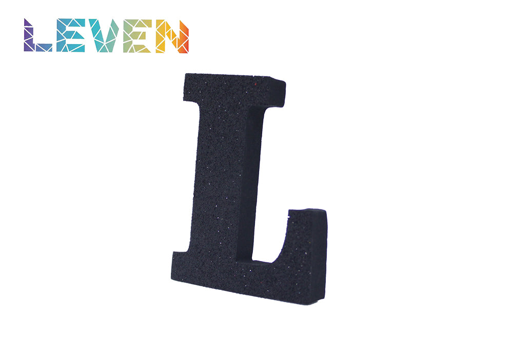 Letras decorativas 7.5cm Negro purpurina L