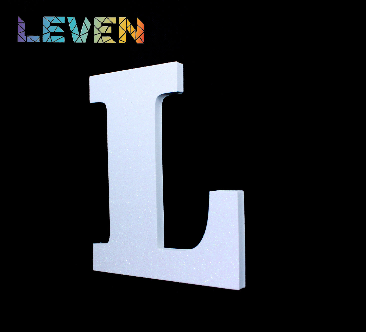 Letras decorativas 7.5cm Blanco purpurina L