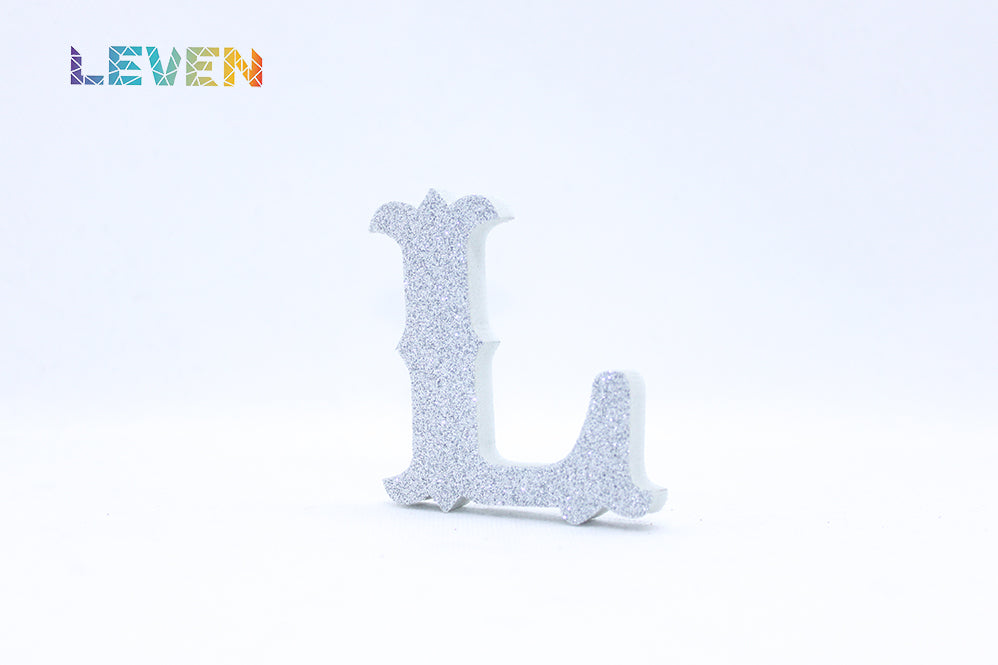 Letras decorativas 7cm Plata purpurina L