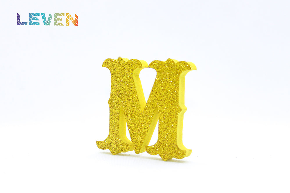 Letras decorativas 7cm Oro purpurina M