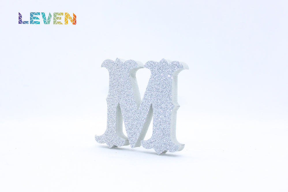 Letras decorativas 7cm Plata purpurina M