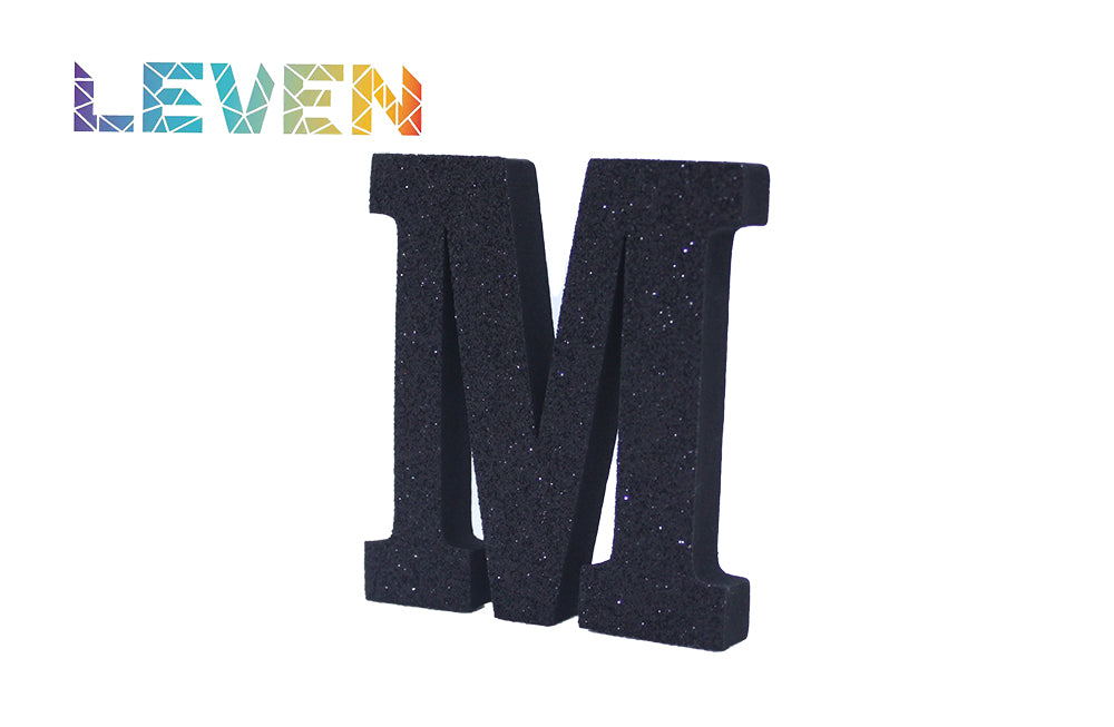 Letras decorativas 7.5cm Negro purpurina M