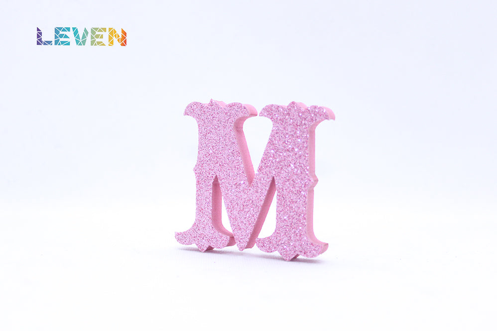 Letras decorativas 7cm Rosa purpurina M