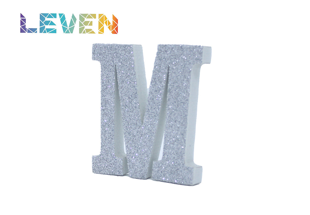 Letras decorativas 7.5cm Plata purpurina M