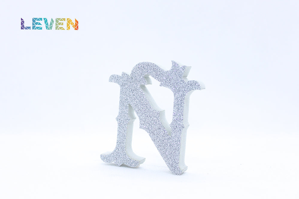 Letras decorativas 7cm Plata purpurina Ñ