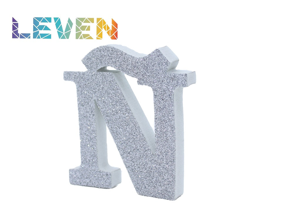 Letras decorativas 7.5cm Plata purpurina Ñ