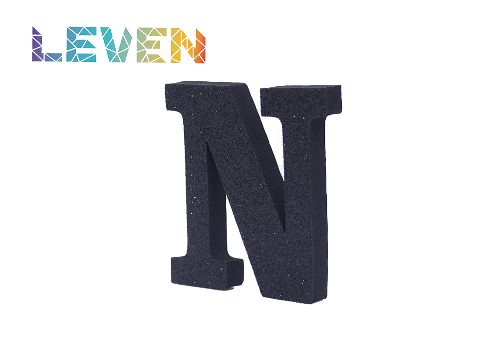 Letras decorativas 7.5cm Negro purpurina N