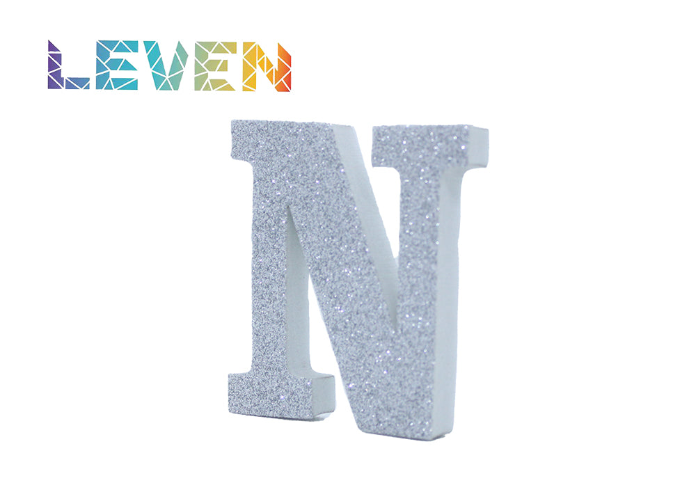 Letras decorativas 7.5cm Plata purpurina N