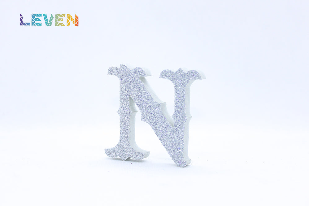 Letras decorativas 7cm Plata purpurina N