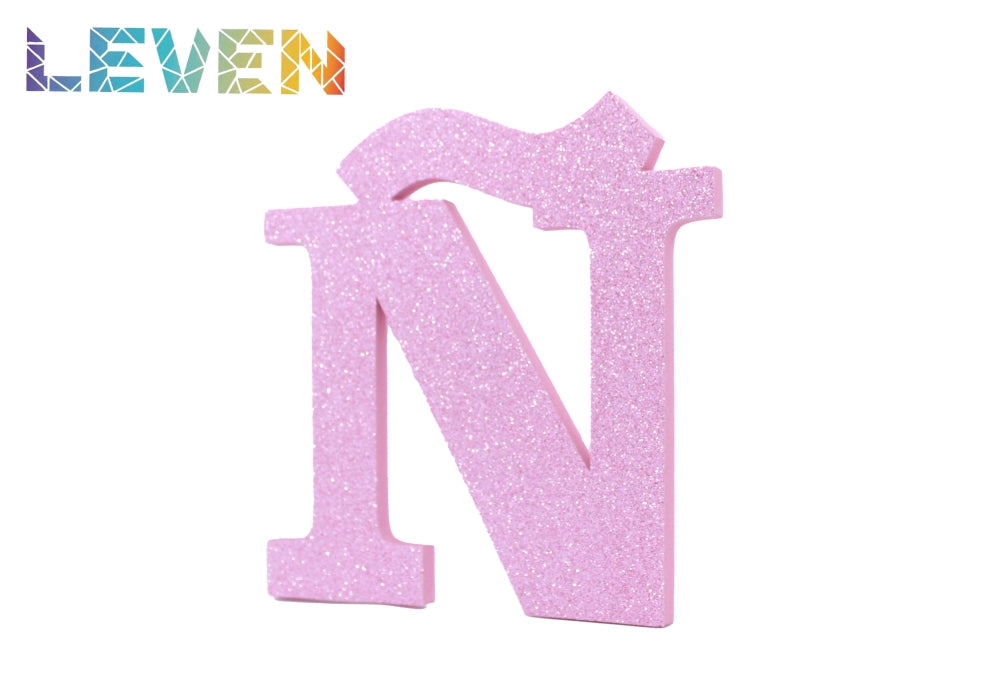 Letras decorativas 15-20cm Rosa purpurina Ñ
