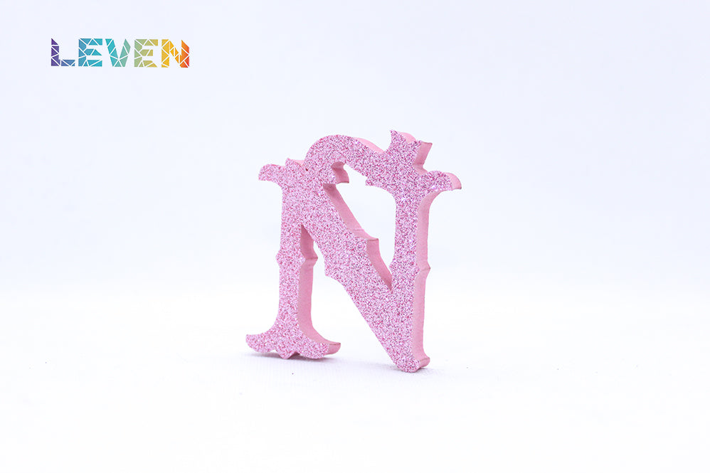 Letras decorativas 7cm Rosa purpurina Ñ