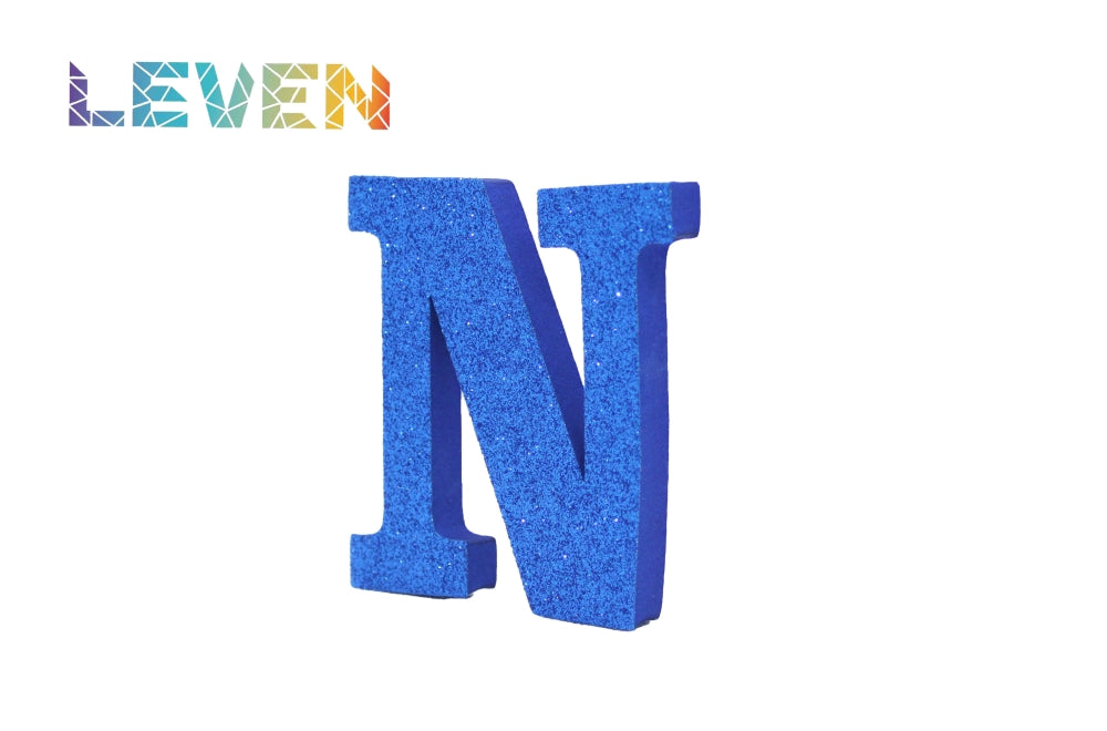 Letras decorativas 7.5cm Azul purpurina N