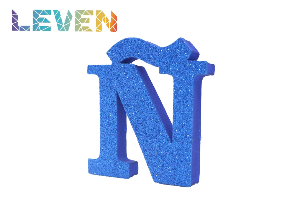 Letras decorativas 7.5cm Azul purpurina Ñ