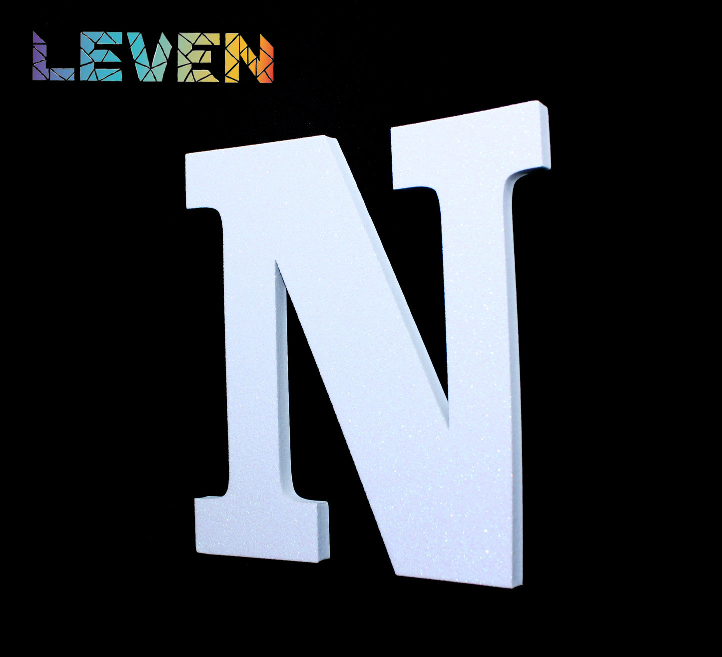 Letras decorativas 7.5cm Blanco purpurina N