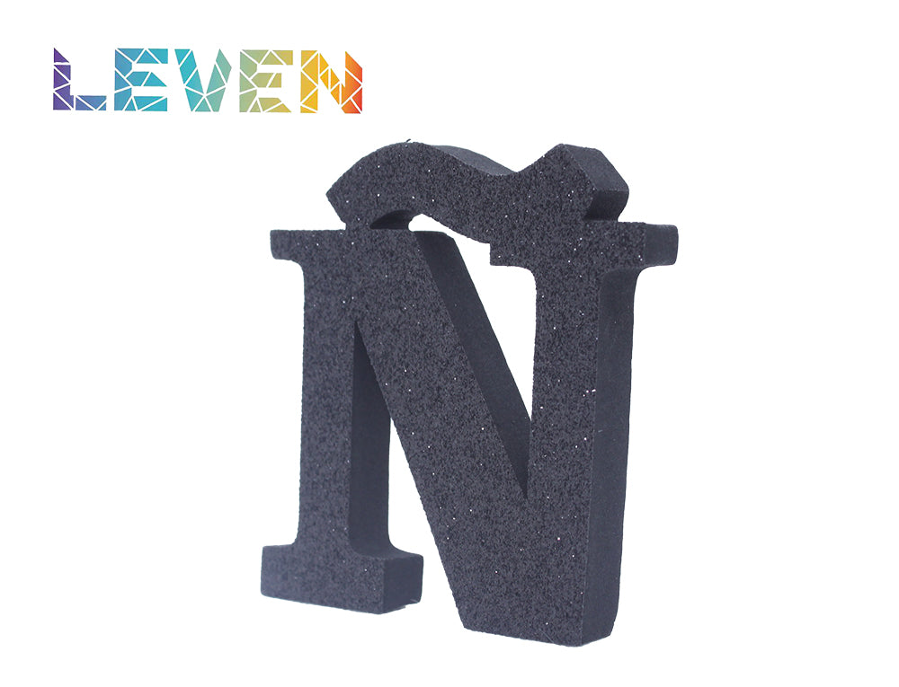 Letras decorativas 7.5cm Negro purpurina Ñ