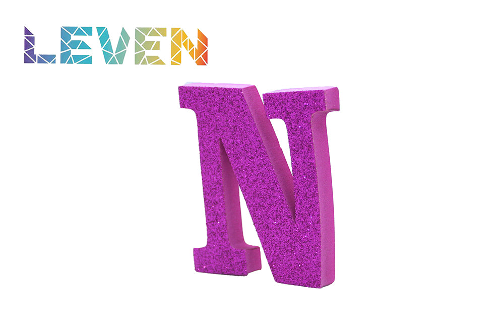 Letras decorativas 7.5cm Fucsia purpurina N