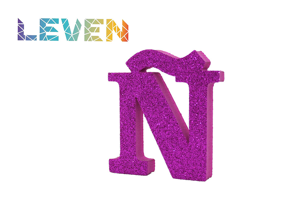Letras decorativas 7.5cm Fucsia purpurina Ñ