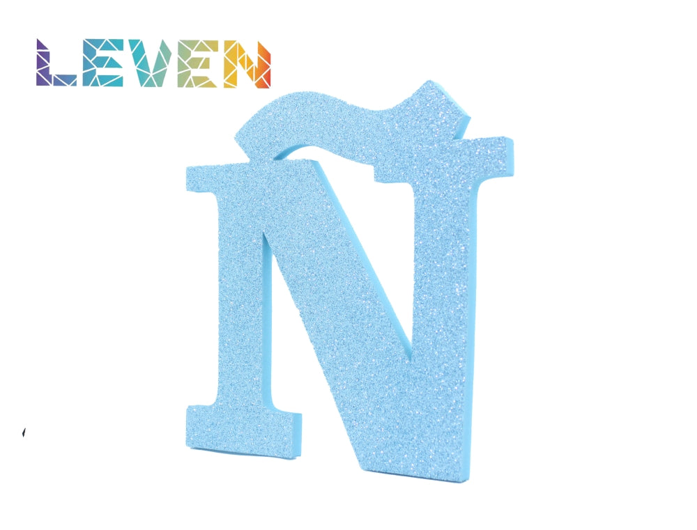 Letras decorativas 15-20cm Celeste purpurina Ñ