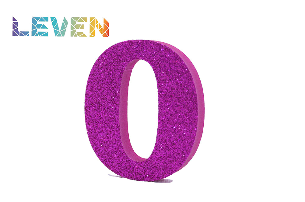 Letras decorativas 7.5cm Fucsia purpurina O