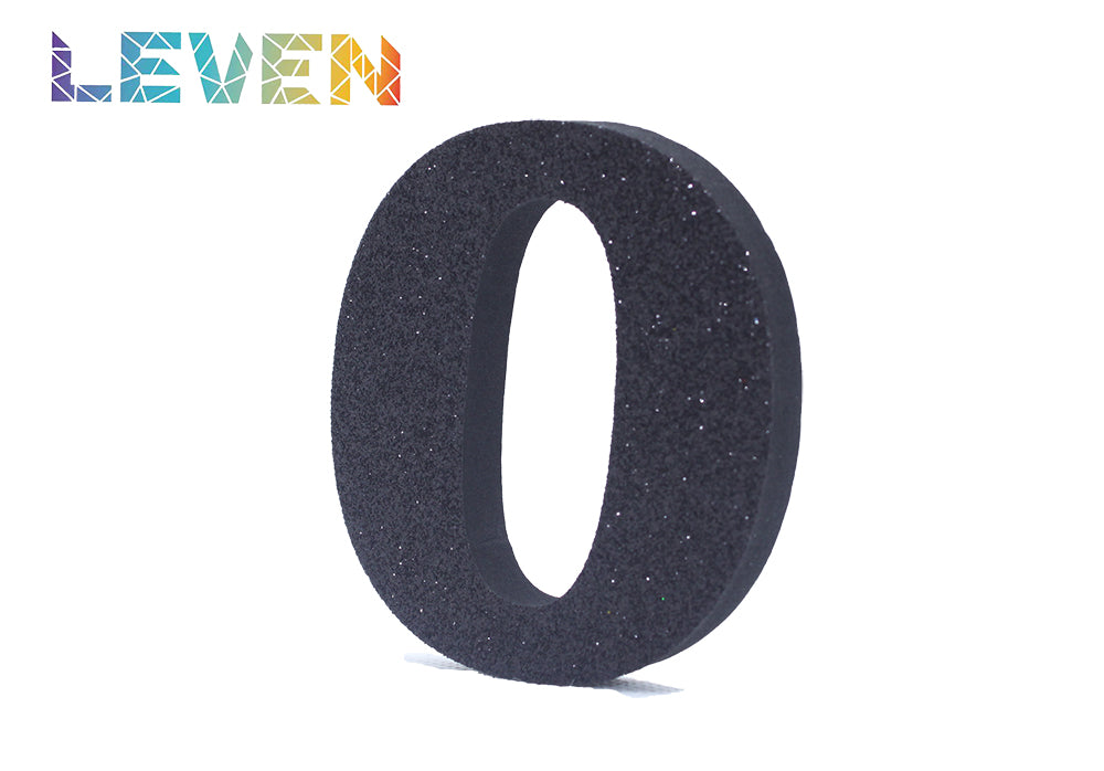 Letras decorativas 7.5cm Negro purpurina O