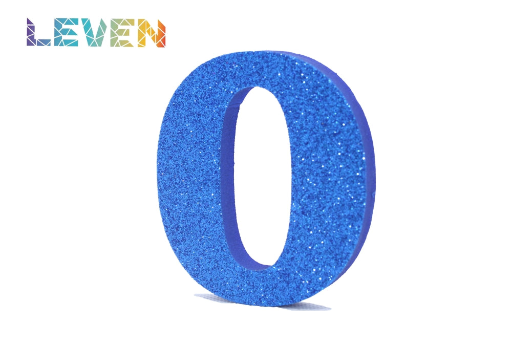 Letras decorativas 7.5cm Azul purpurina O