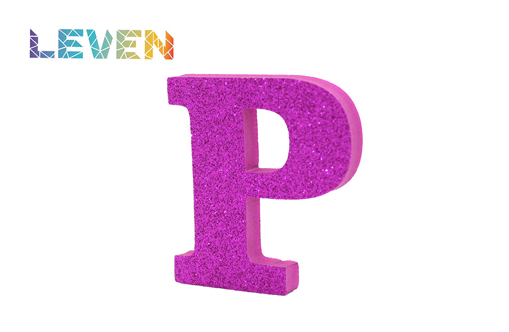 Letras decorativas 7.5cm Fucsia purpurina P
