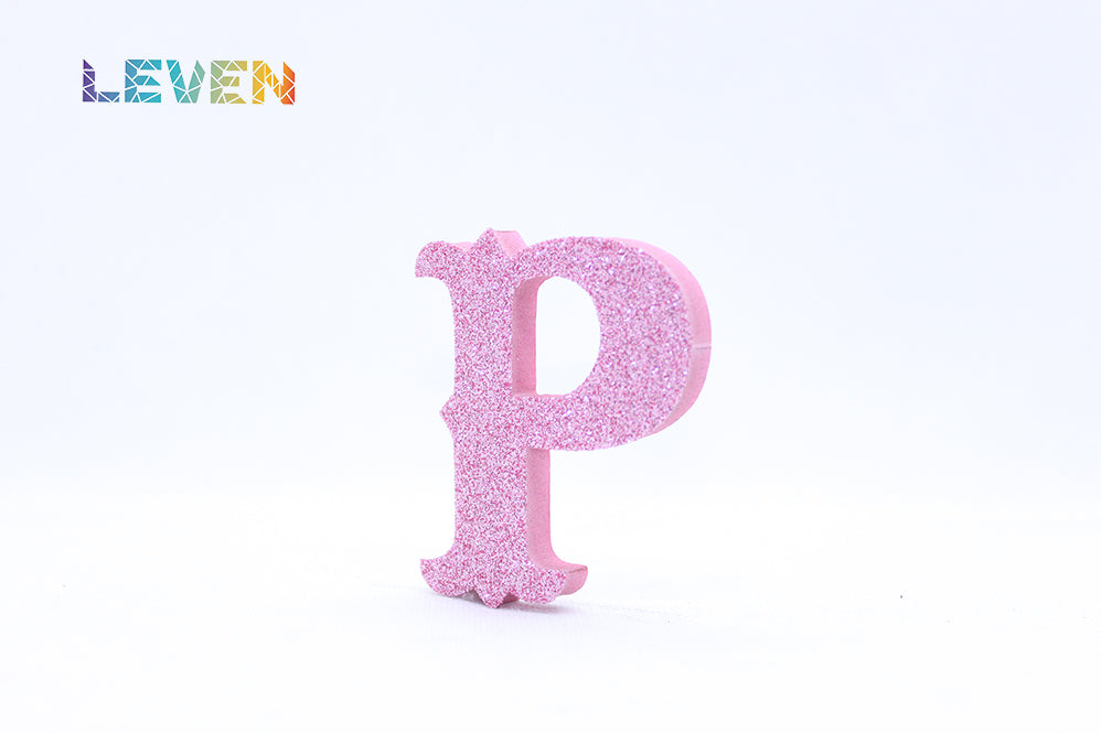 Letras decorativas 7cm Rosa purpurina P
