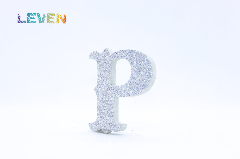 Letras decorativas 7cm Plata purpurina P