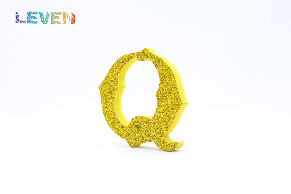 Letras decorativas 7cm Oro purpurina Q