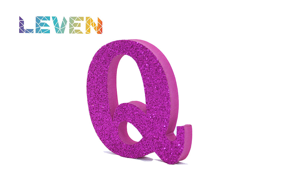 Letras decorativas 7.5cm Fucsia purpurina Q