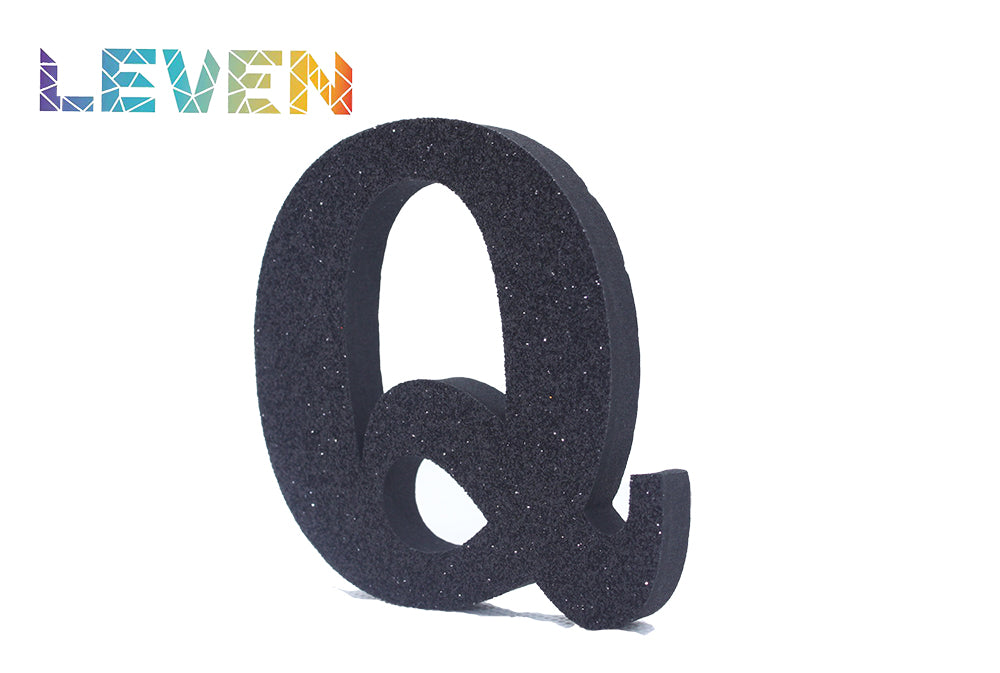 Letras decorativas 7.5cm Negro purpurina Q