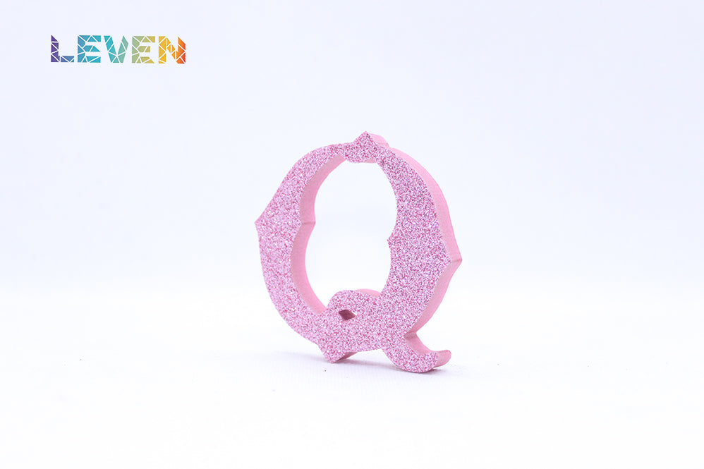 Letras decorativas 7cm Rosa purpurina Q