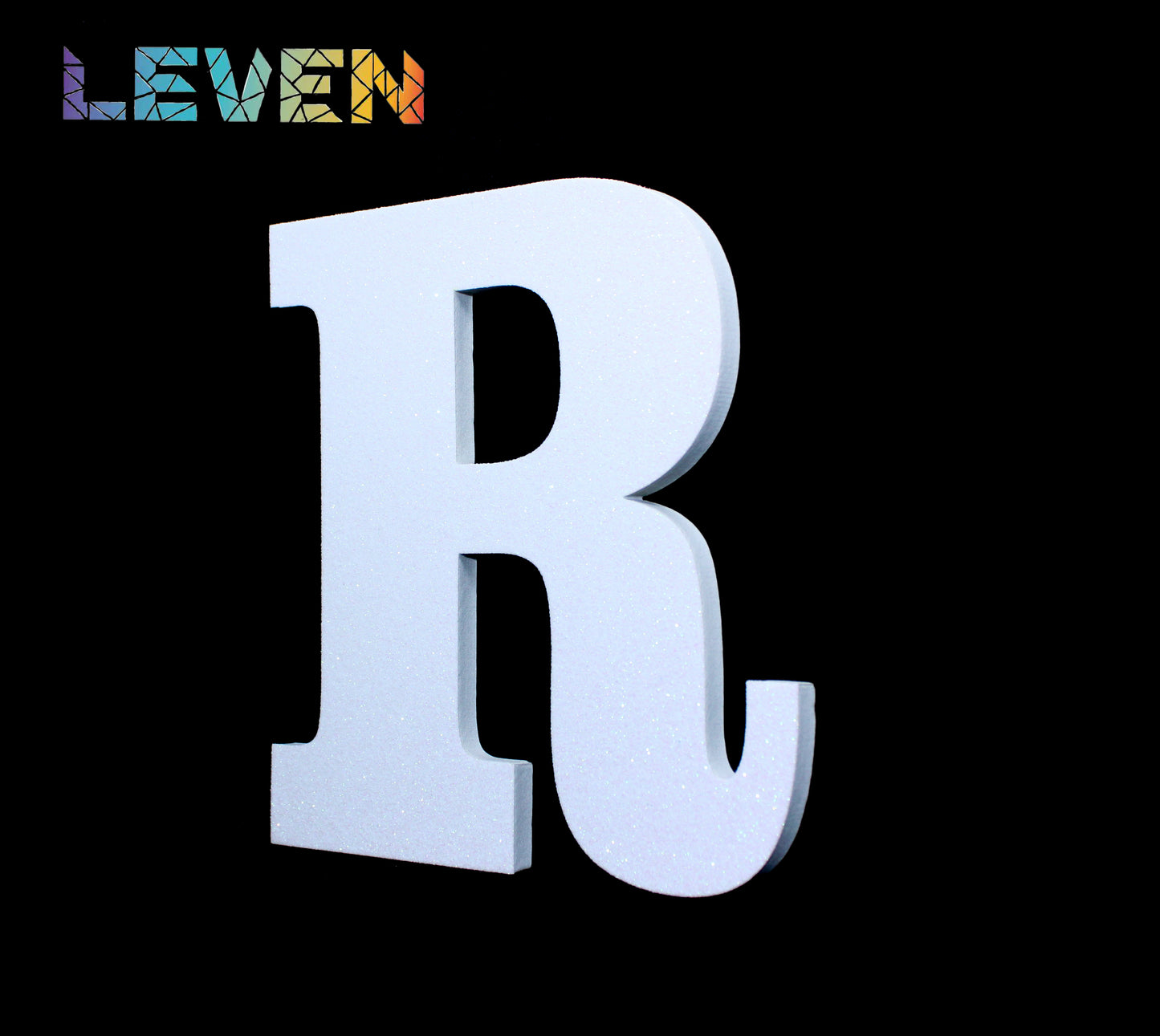 Letras decorativas 7.5cm Blanco purpurina R