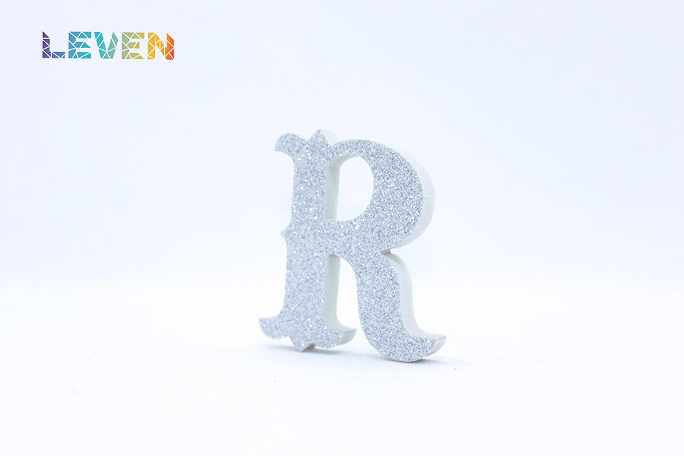 Letras decorativas 7cm Plata purpurina R