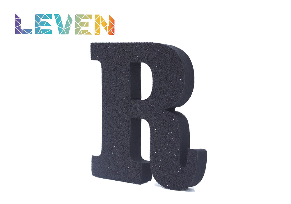 Letras decorativas 7.5cm Negro purpurina R