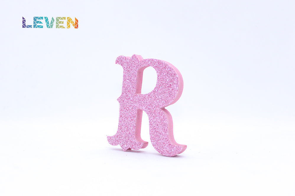 Letras decorativas 7cm Rosa purpurina R
