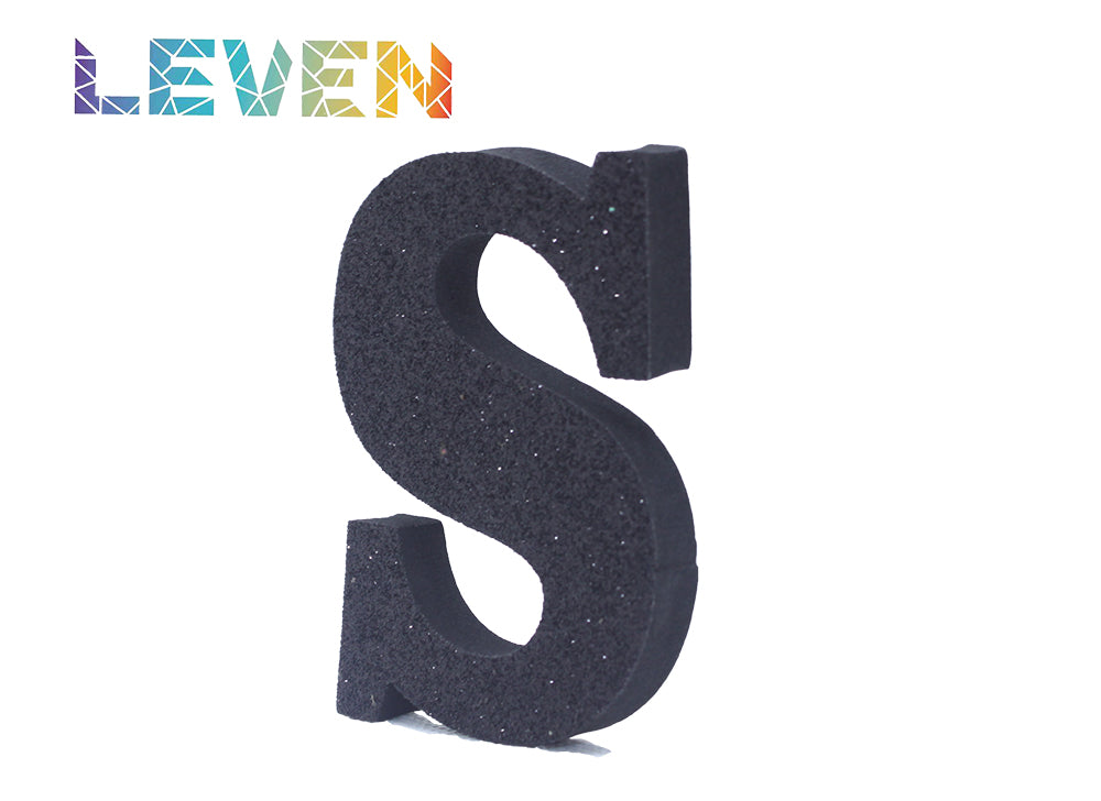 Letras decorativas 7.5cm Negro purpurina S