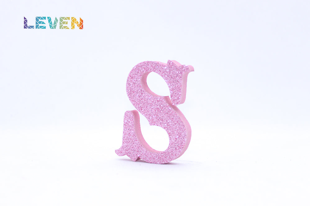 Letras decorativas 7cm Rosa purpurina S