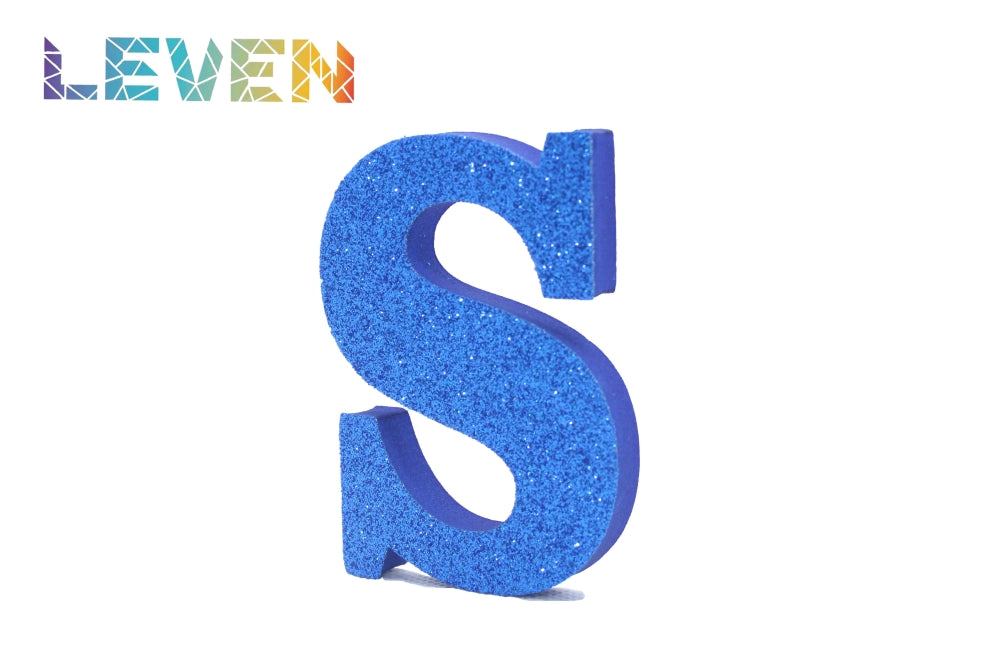 Letras decorativas 7.5cm Azul purpurina S