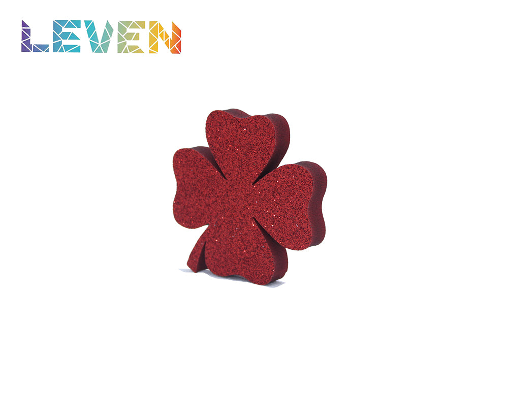 Letras decorativas 7.5cm Rojo purpurina Trebol