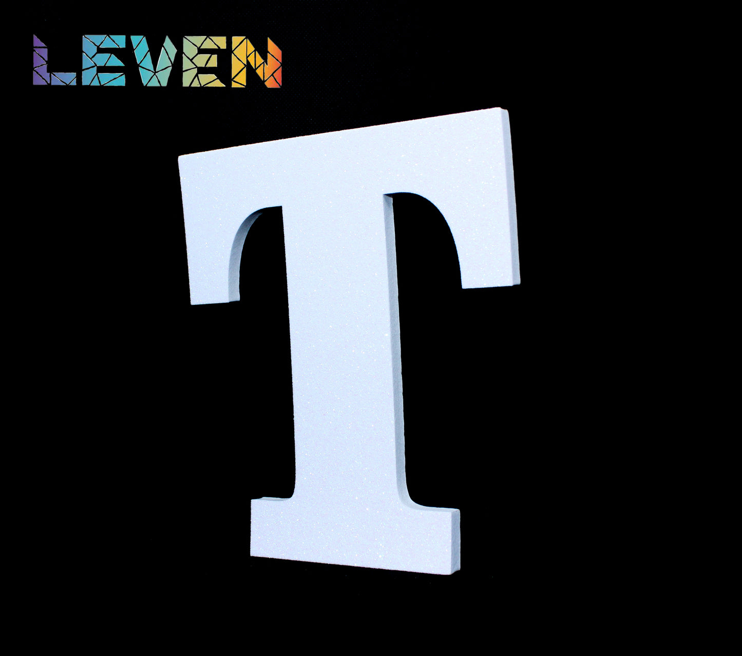 Letras decorativas 7.5cm Blanco purpurina T