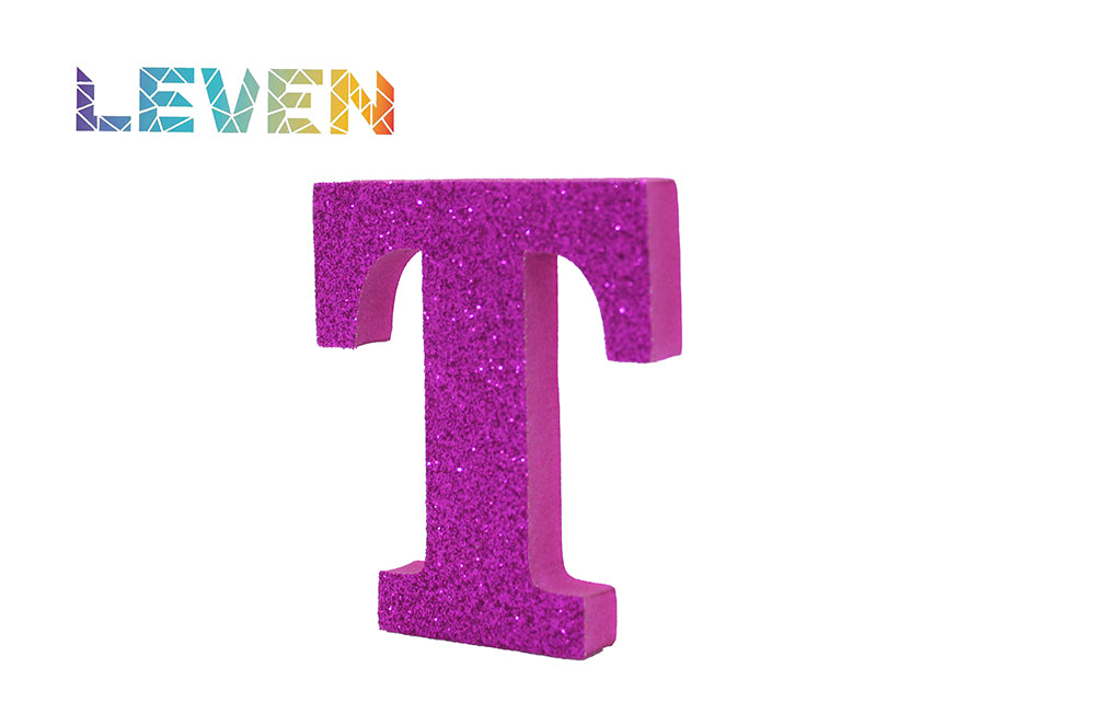 Letras decorativas 7.5cm Fucsia purpurina T