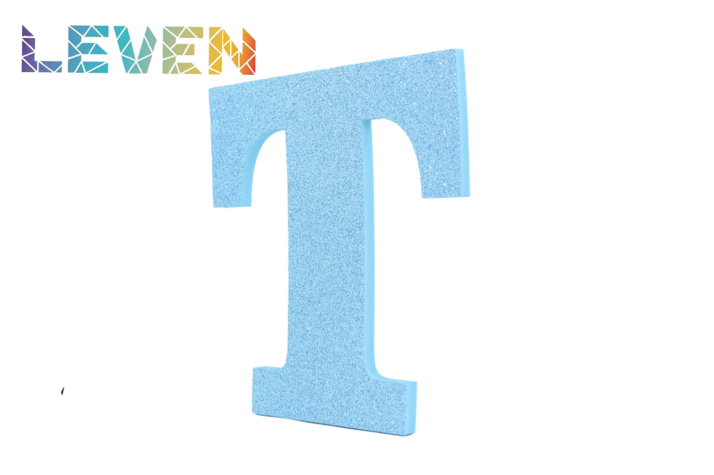 Letras decorativas 15-20cm Celeste purpurina T
