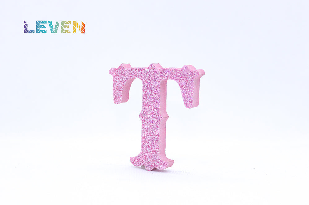 Letras decorativas 7cm Rosa purpurina T