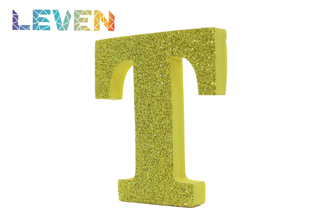 Letras decorativas 7.5cm Oro purpurina T