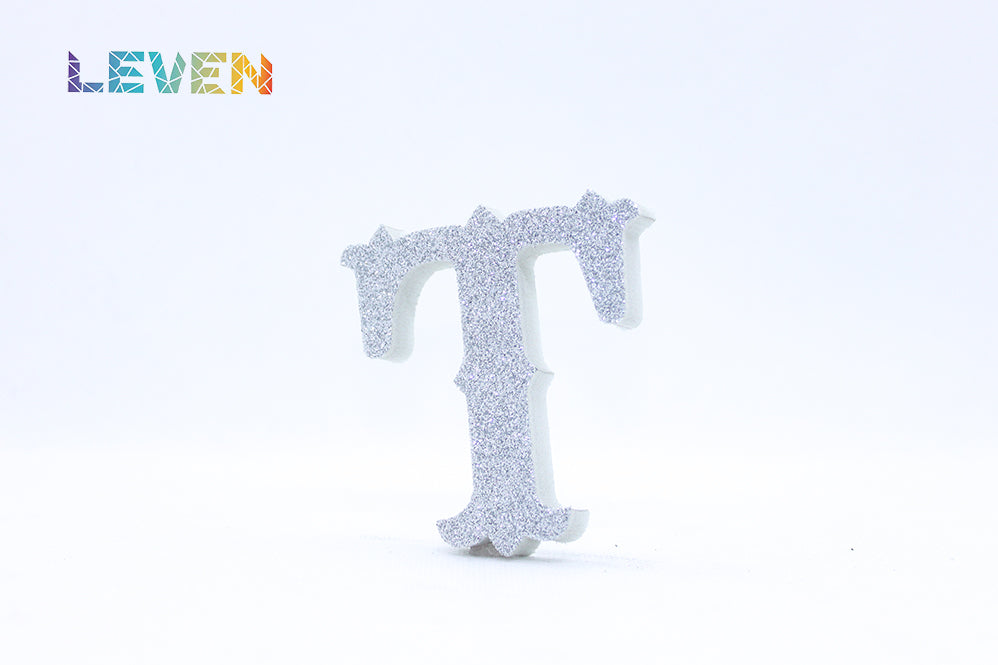 Letras decorativas 7cm Plata purpurina T